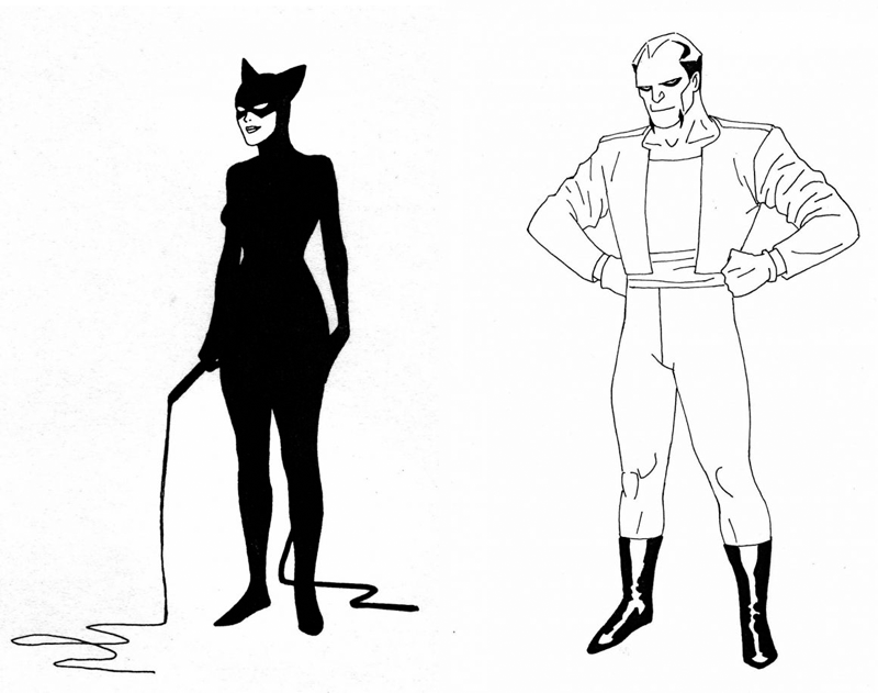 Early designs for Catwoman and Ra’s Al Ghul